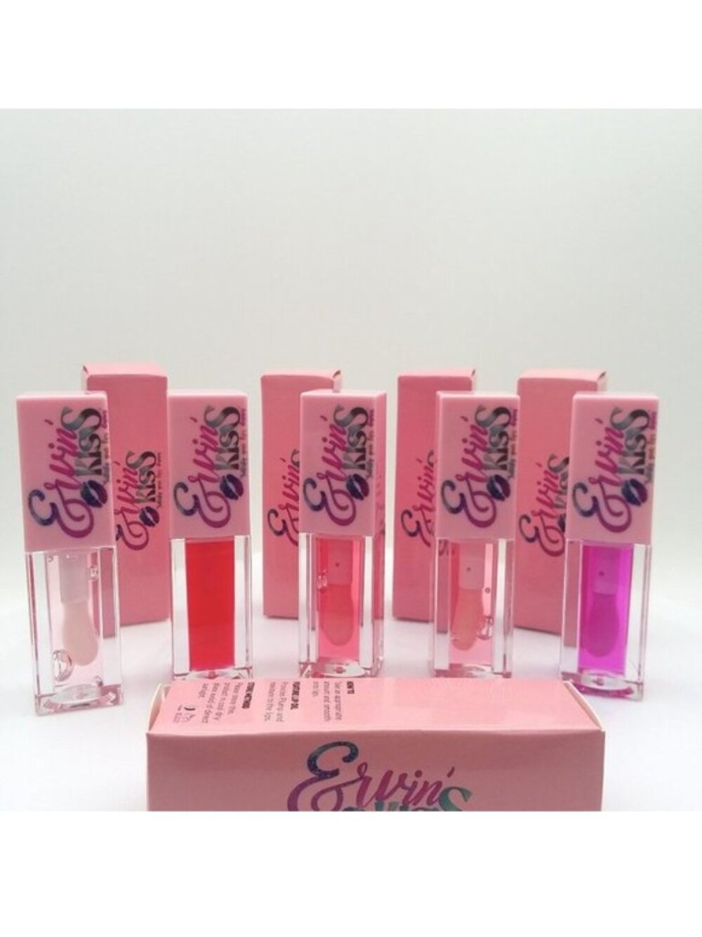 Lip Gloss 5 Flavors Erwin's Kiss Plumping  Shine Sexy Glam Free Gift Strawberry